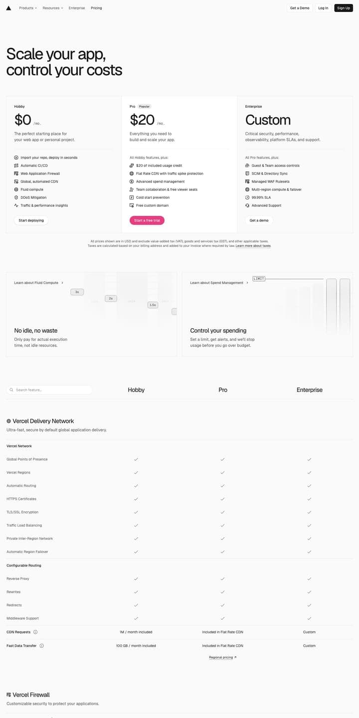 Vercel — Pricing